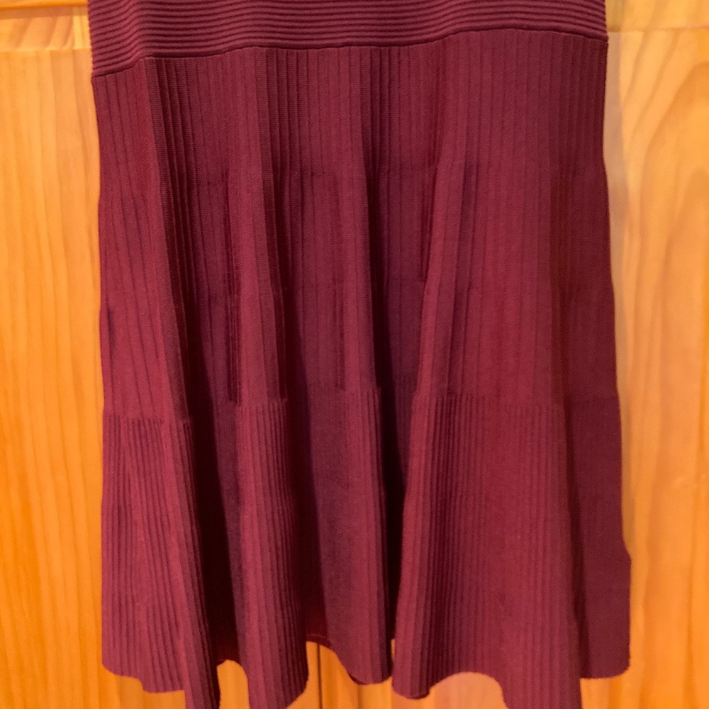 Michael Kors Fit and Flare Dark Red Dress Size Large, Short Sleeve Scoop Neck - Picture 5 of 14